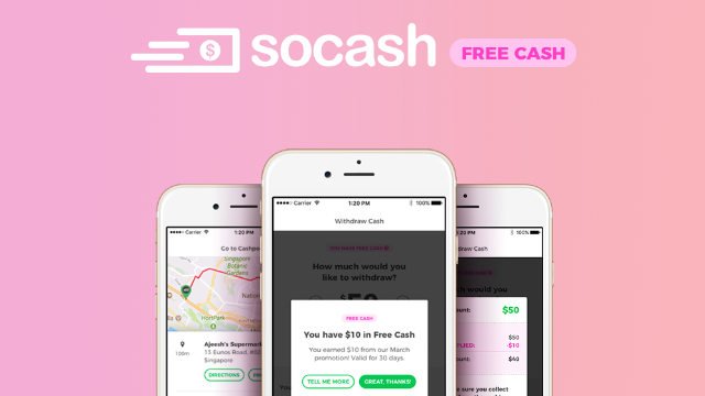 Free $10 with soCash Mobile App When You Withdraw Cash from Nearby Shops