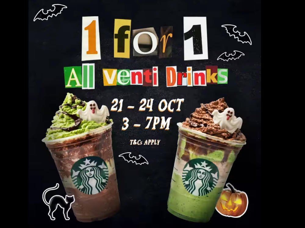 Starbucks 1 For 1 Venti Sized Handcrafted Beverage 21 24 October 2019