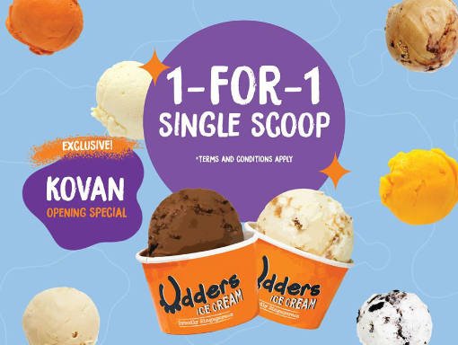 Udders Ice Cream 1 For 1 Single Scoop Promotion Now Till 15 Dec 19