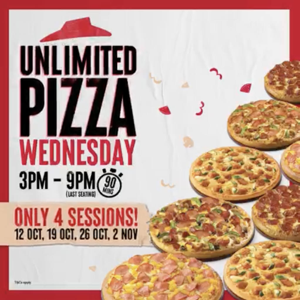 Pizza Hut Singapore Unlimited Pizza Buffet at 17.90 Every Wed
