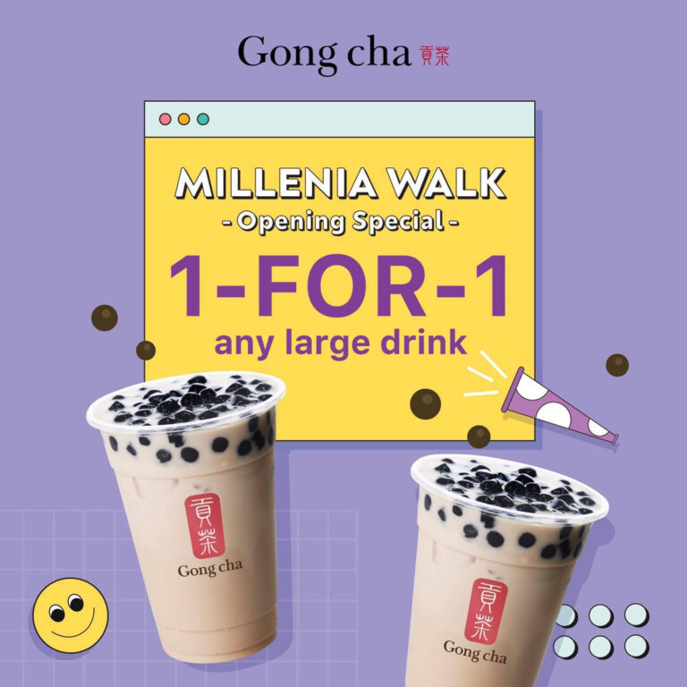 Gong Cha Singapore 1 For 1 Large Drink Opening Promotion at Millenia Walk (Limited Redemption)