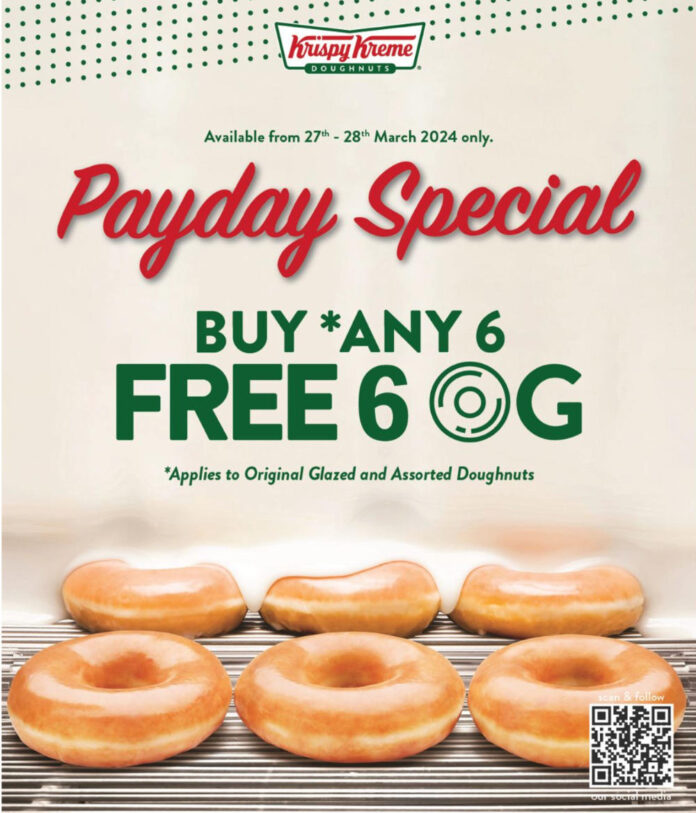 Krispy Kreme Singapore Buy Any 6 Doughnuts and Get 6 Original Free From 27 - 28 March 2024