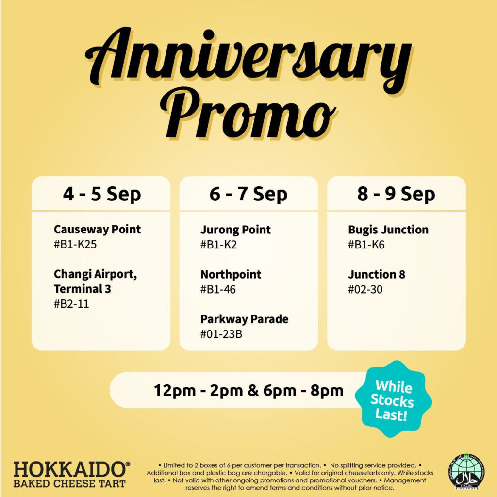 hokkaido baked cheese tart 1 for 1 promotion outlets